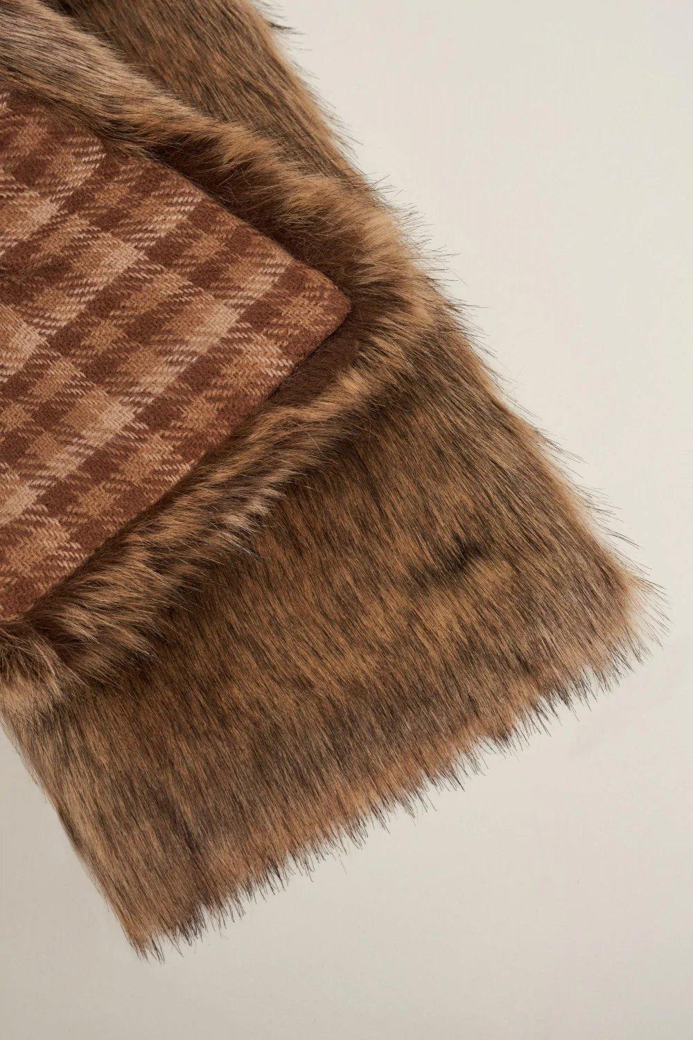 Brown Reversible Faux Fur Bolero, Women, , large image number 4