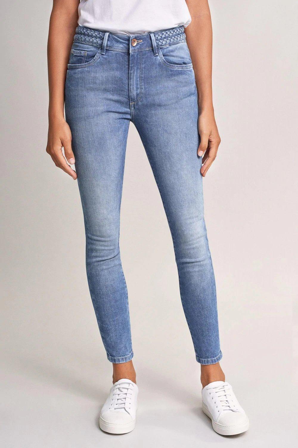Blue Push-Up Cropped High-Waist Jeans, , large image number 0