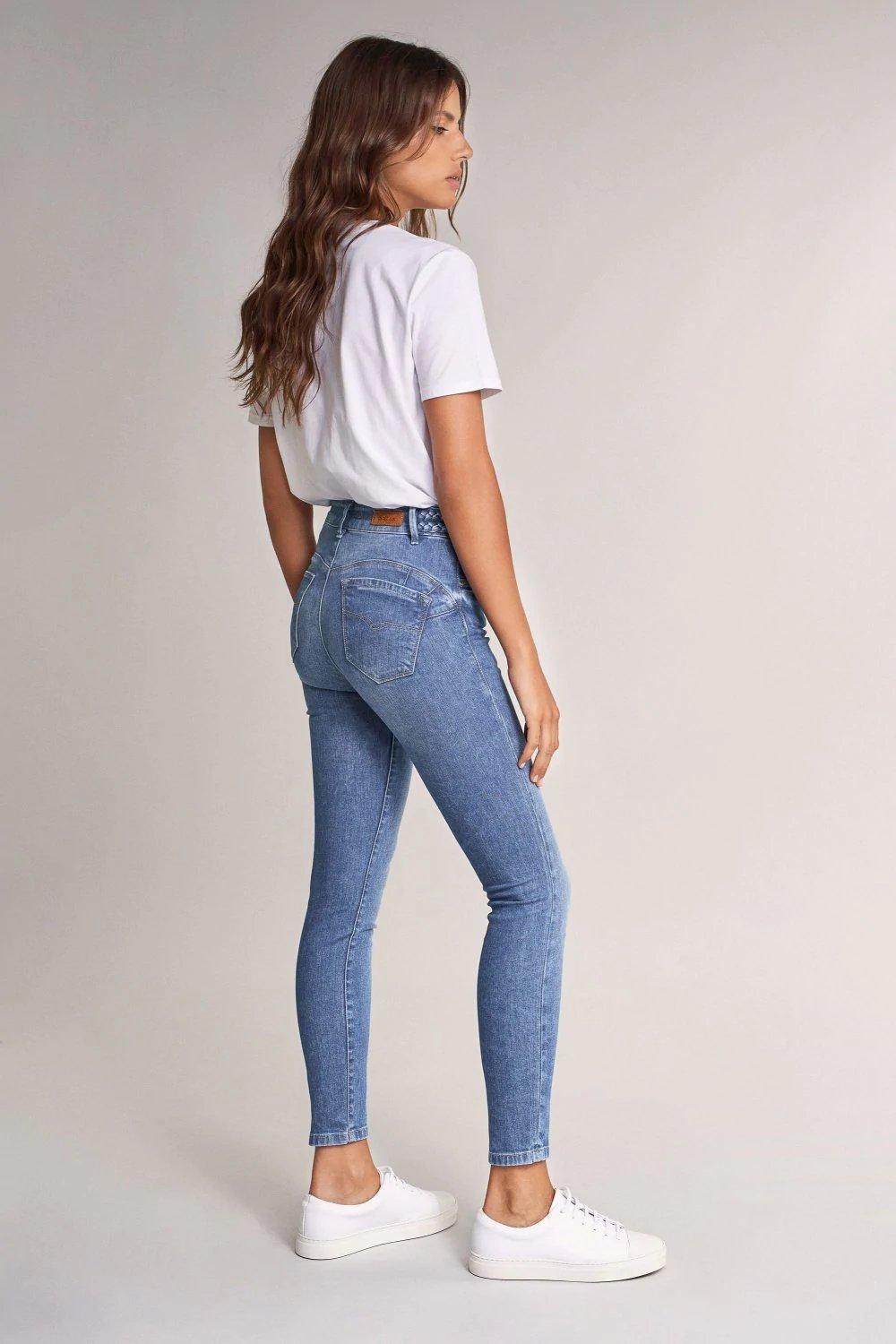 Blue Push-Up Cropped High-Waist Jeans, , large image number 1