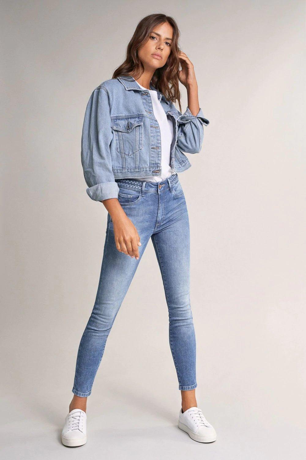 Blue Push-Up Cropped High-Waist Jeans, , large image number 2