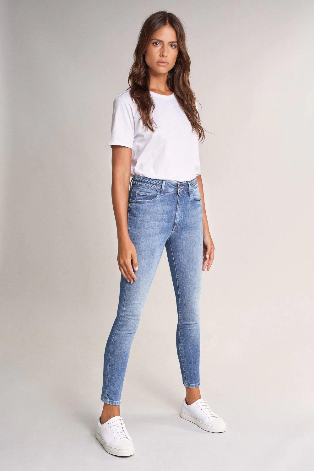 Blue Push-Up Cropped High-Waist Jeans, , large image number 3