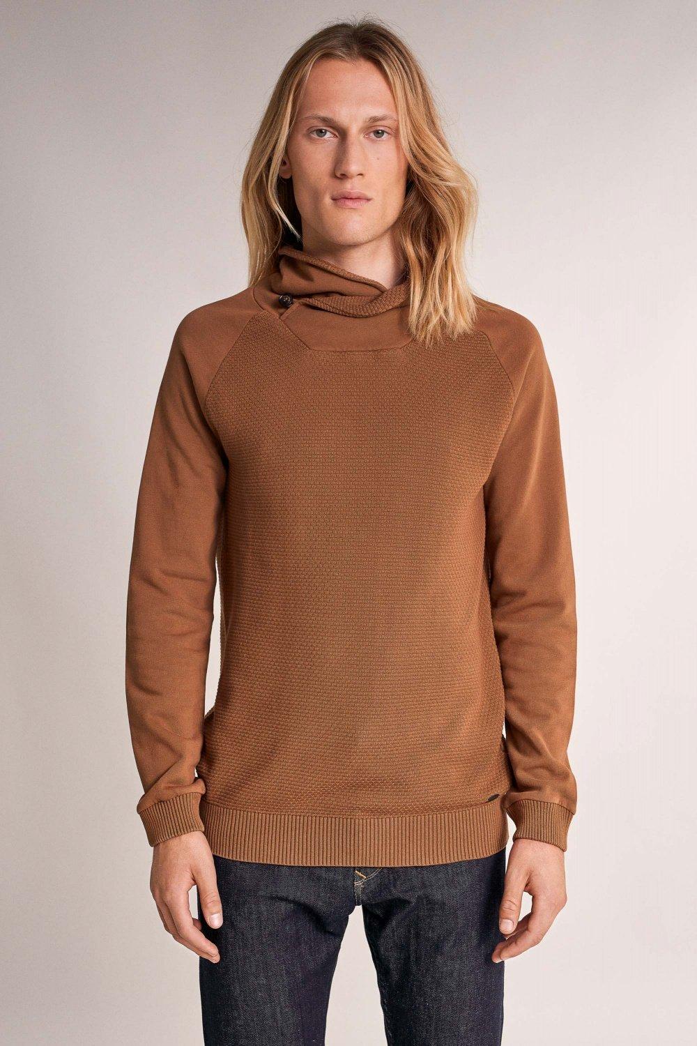 Brown Knitted Polo Neck Sweater, , large image number 0