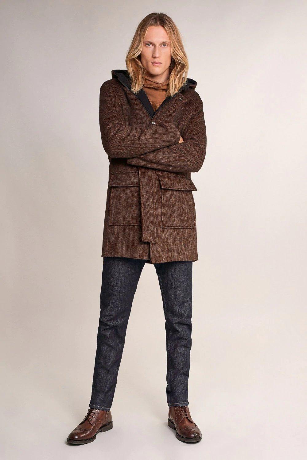 Brown Knitted Polo Neck Sweater, , large image number 1