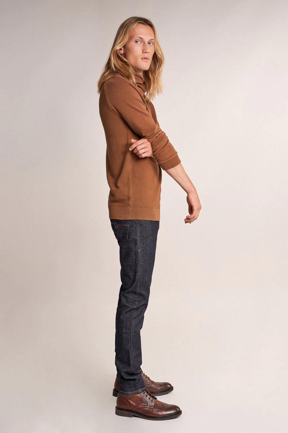 Brown Knitted Polo Neck Sweater, , large image number 3