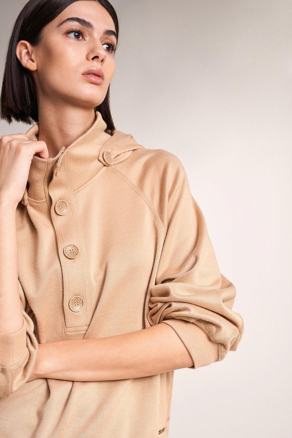 Beige Hooded Sweatshirt, , large image number 2