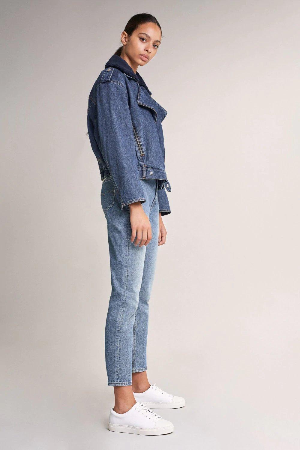 Blue Oversized Collared Denim Jacket, , large image number 2
