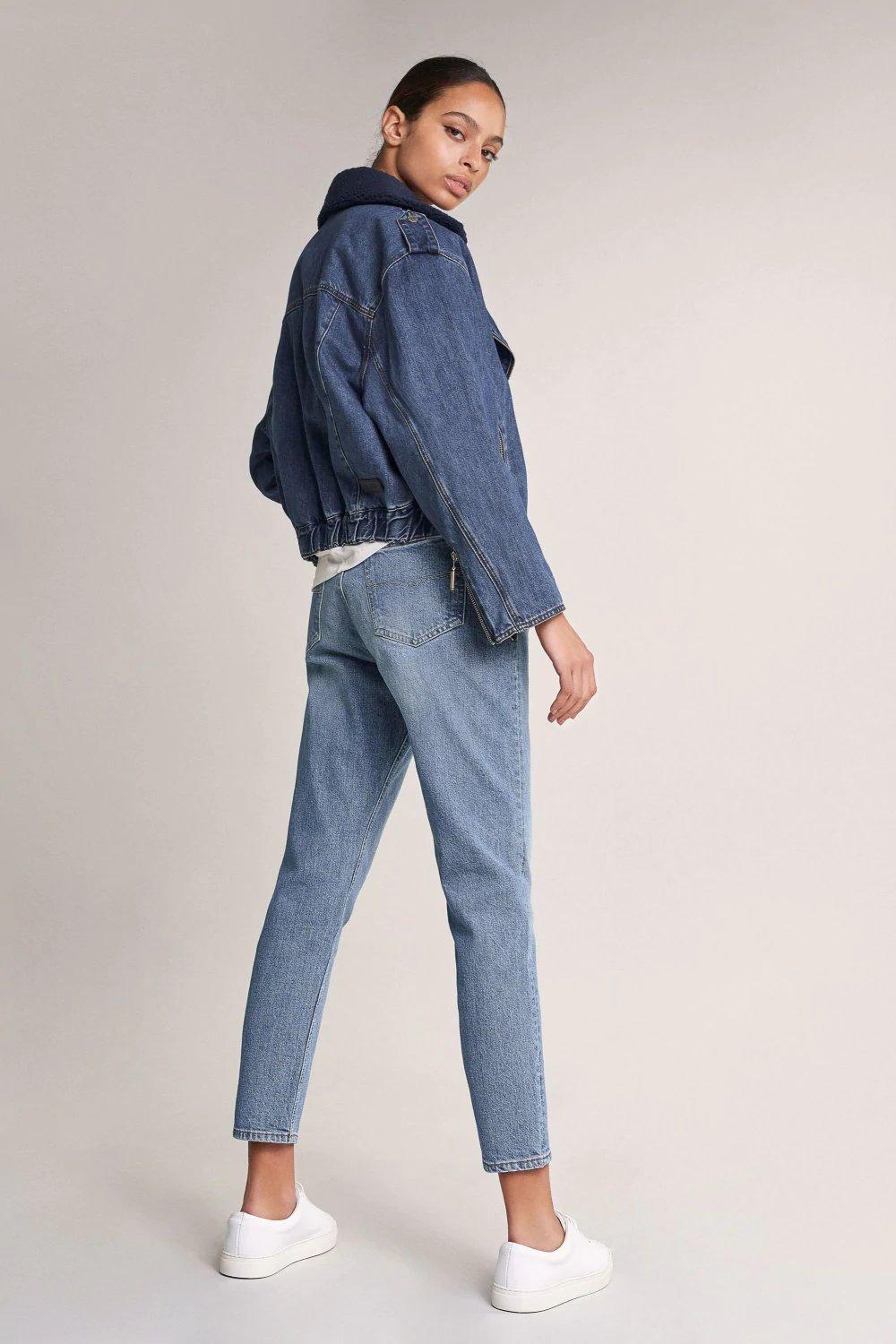 Blue Oversized Collared Denim Jacket, , large image number 4