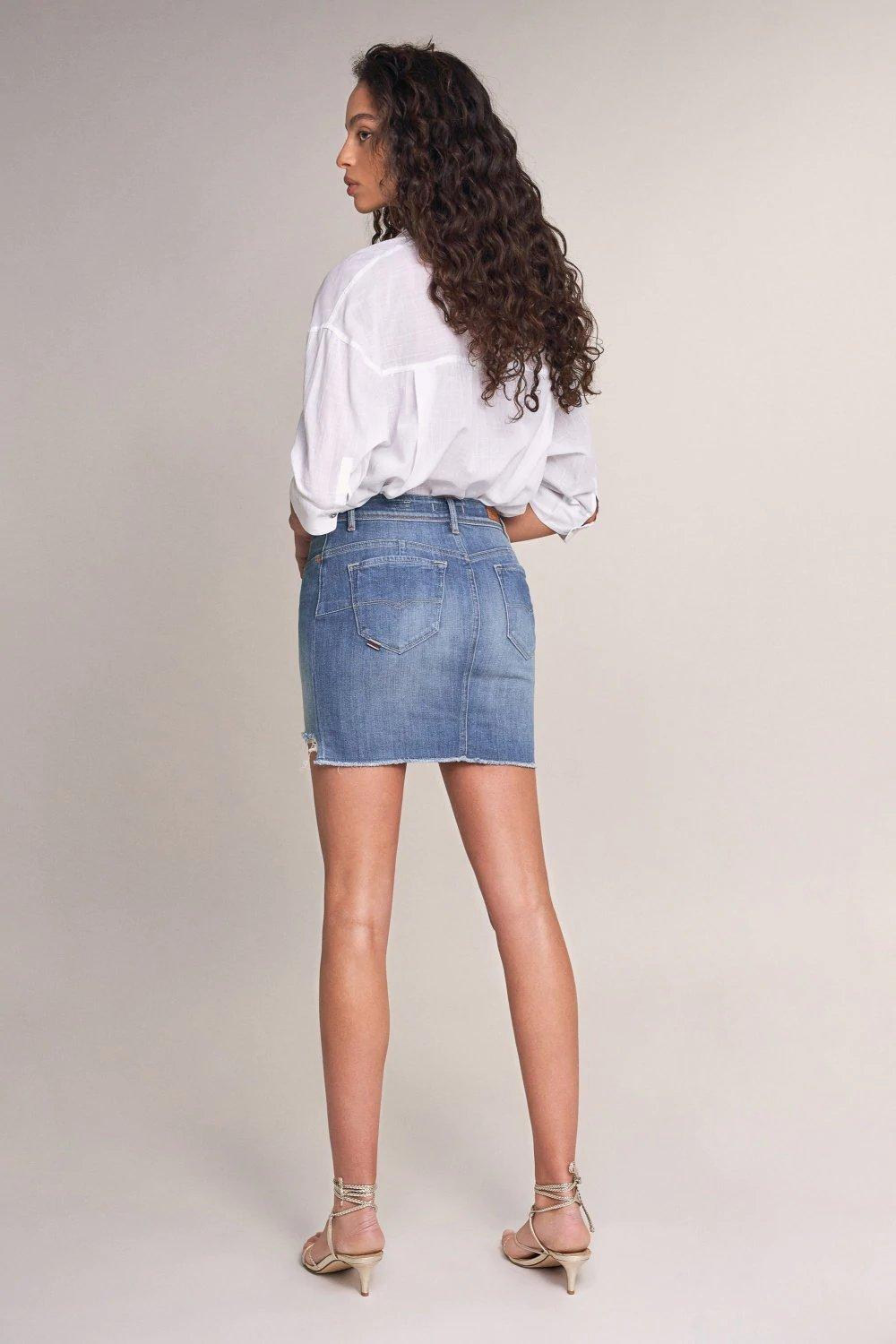 Blue Push In Ripped Skirt, , large image number 4