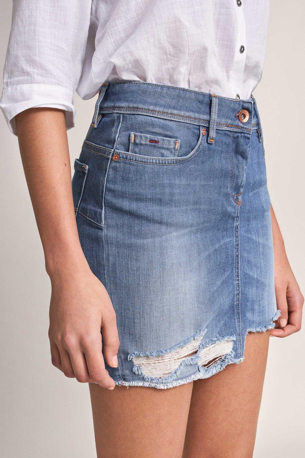 Blue Push In Ripped Skirt, , large image number 6