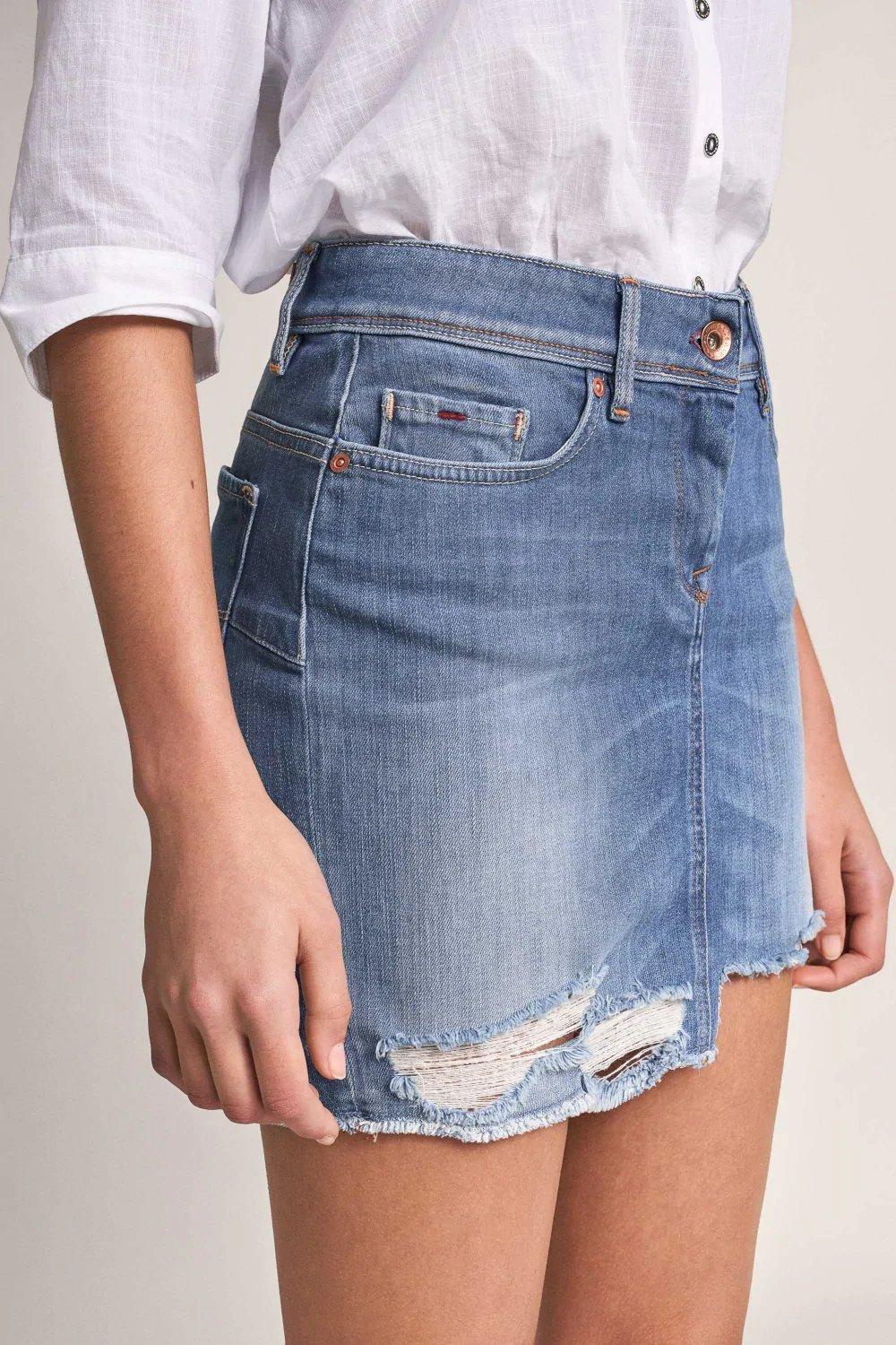 Blue Push In Ripped Skirt, , large image number 12