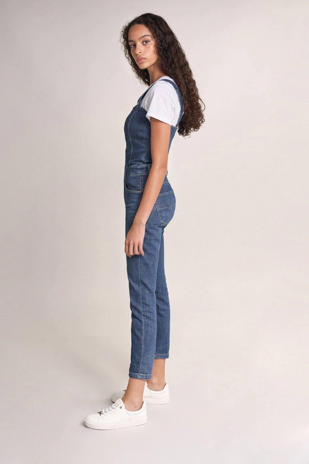 Blue Push In Denim Dungarees, , large image number 2
