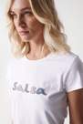 Salsa Jeans - White T-Shirt With Logo In Beads