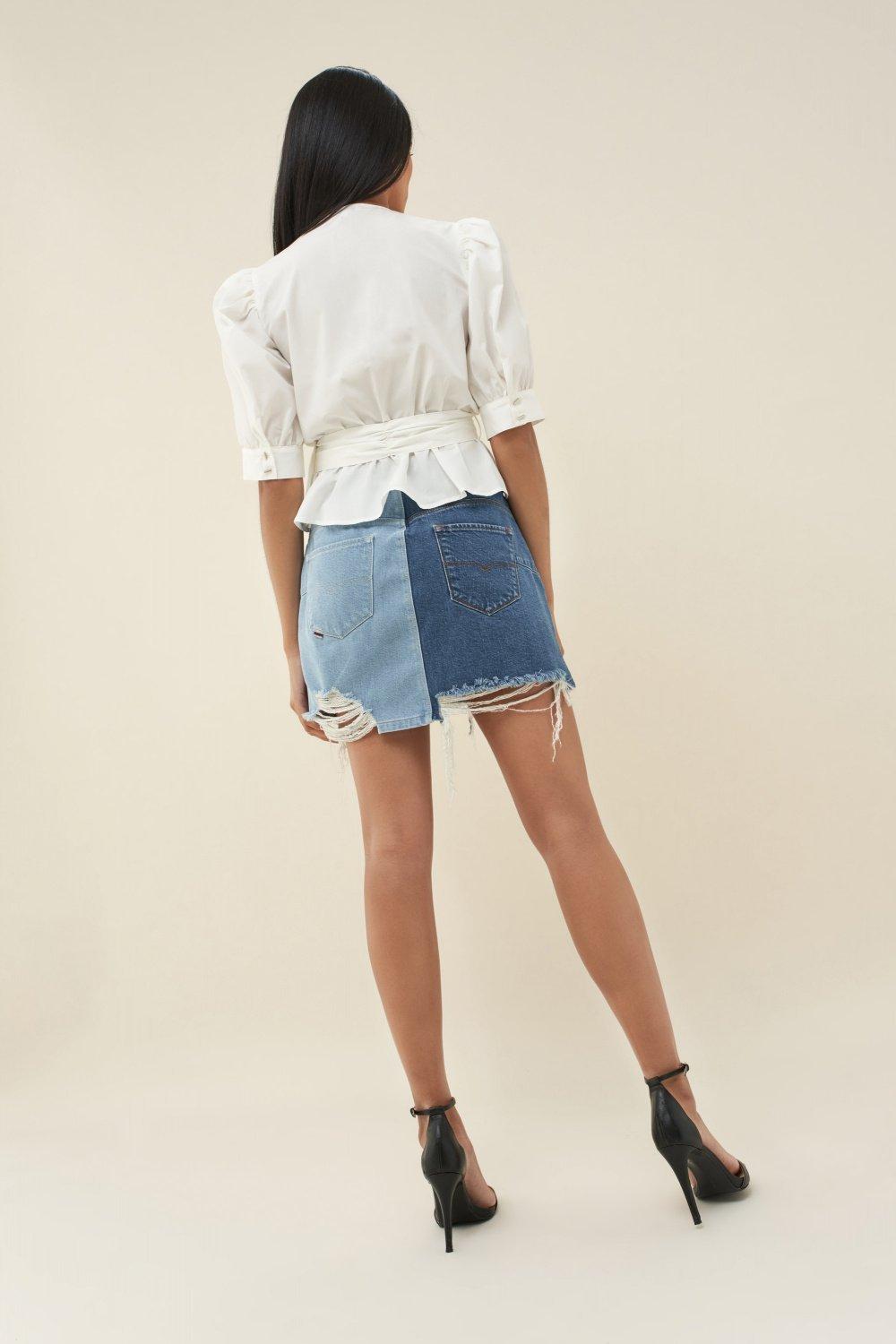 Blue Push In Premium Mini Skirt, , large image number 3