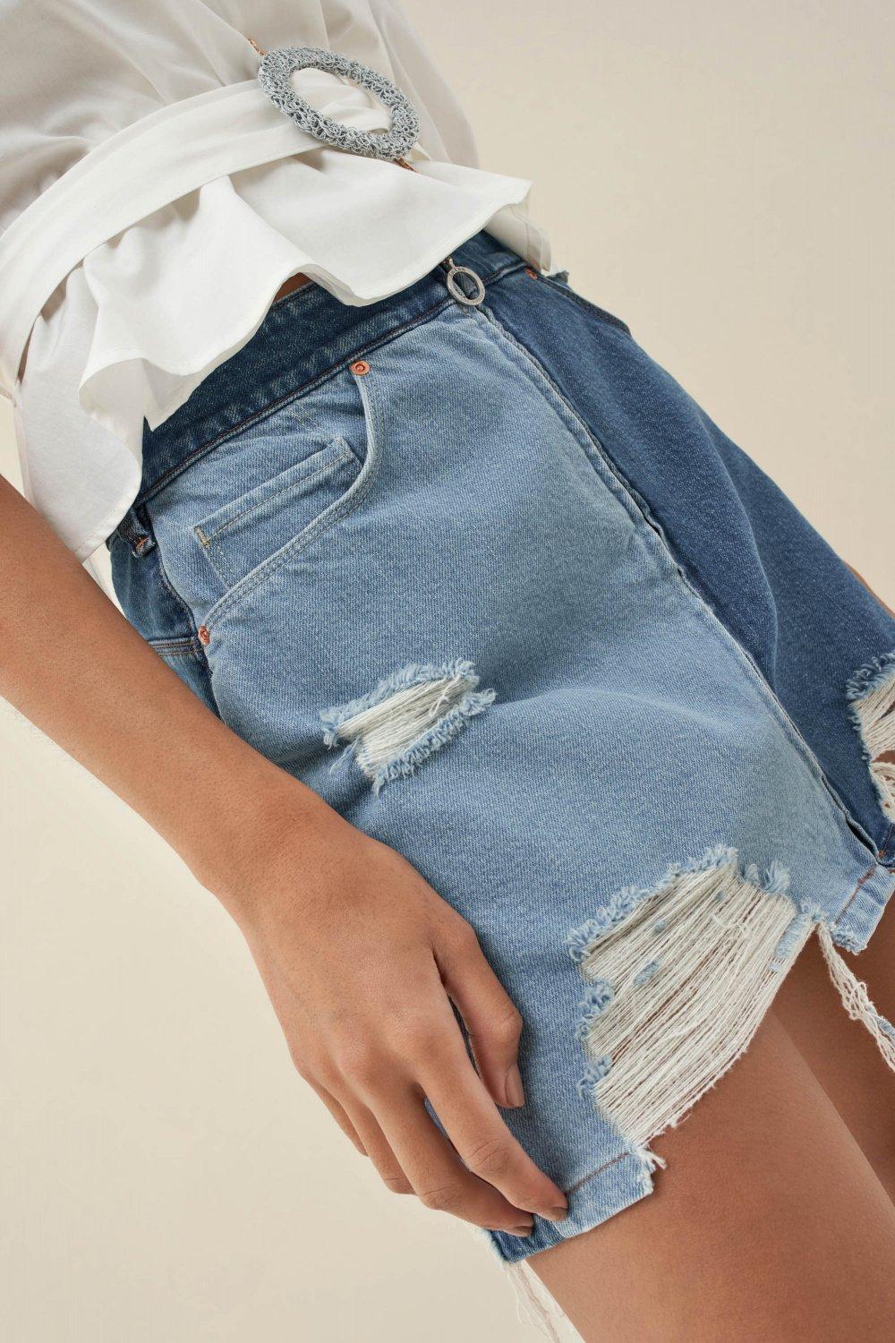 Blue Push In Premium Mini Skirt, , large image number 4