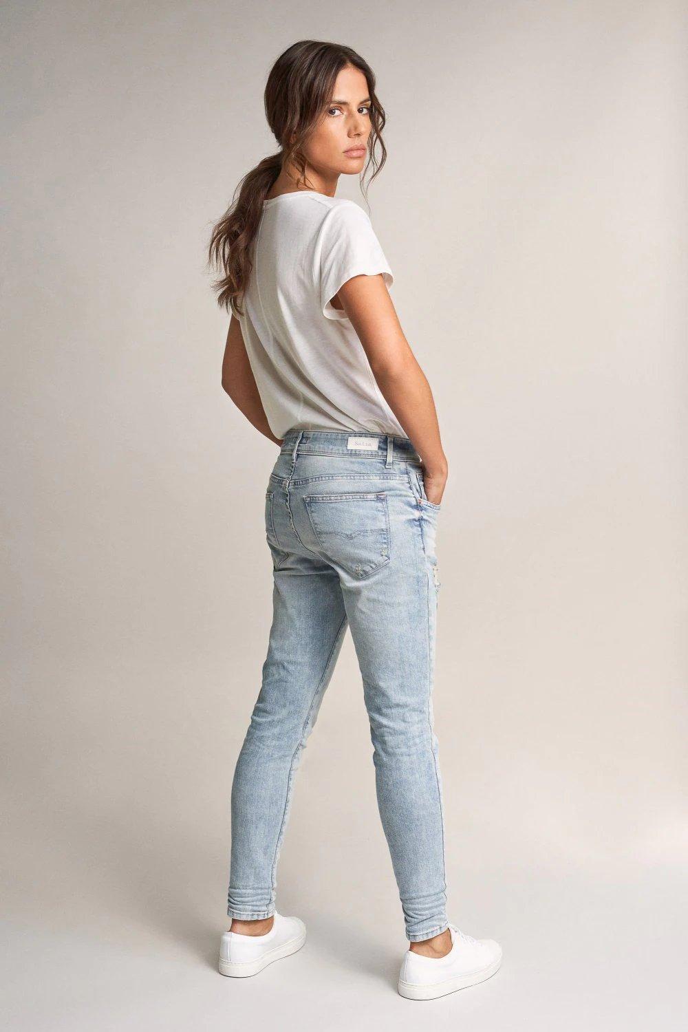 Blue Ripped Boyfriend Jeans, , large image number 2
