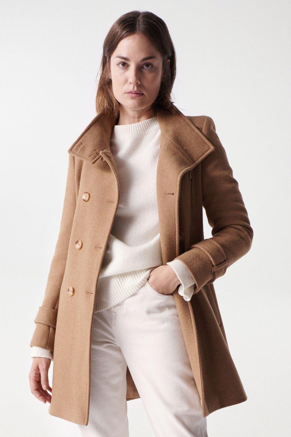 Beige Long Duffle Coat With Detail, Women, Camel, large image number 0