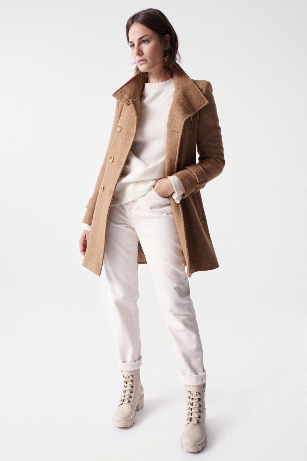Beige Long Duffle Coat With Detail, Women, Camel, large image number 2