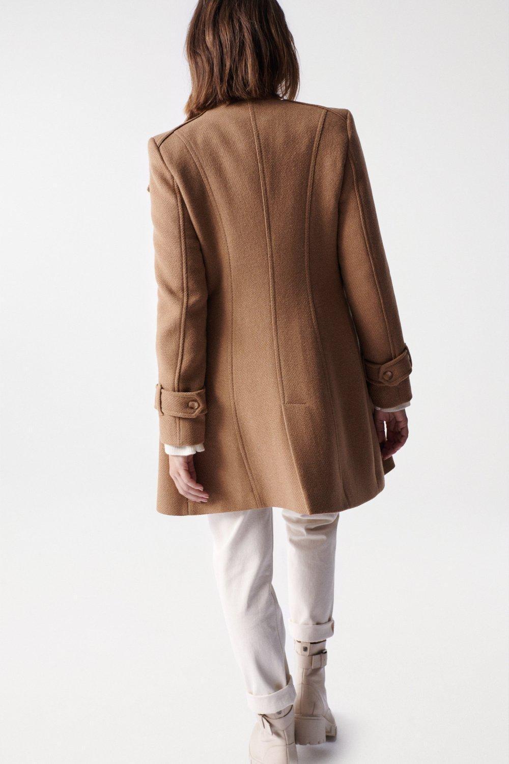 Beige Long Duffle Coat With Detail, Women, Camel, large image number 4