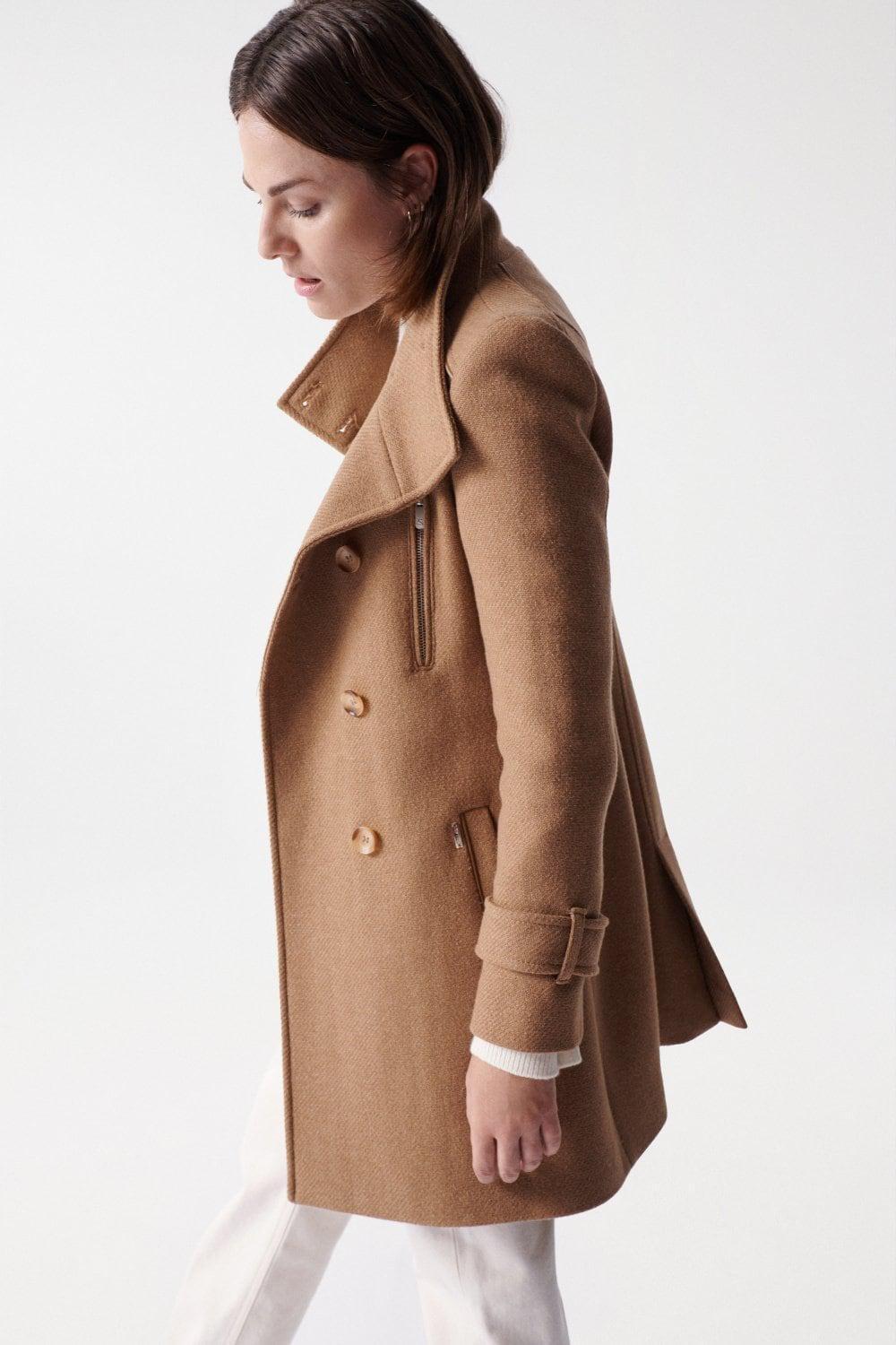 Beige Long Duffle Coat With Detail, Women, Camel, large image number 5