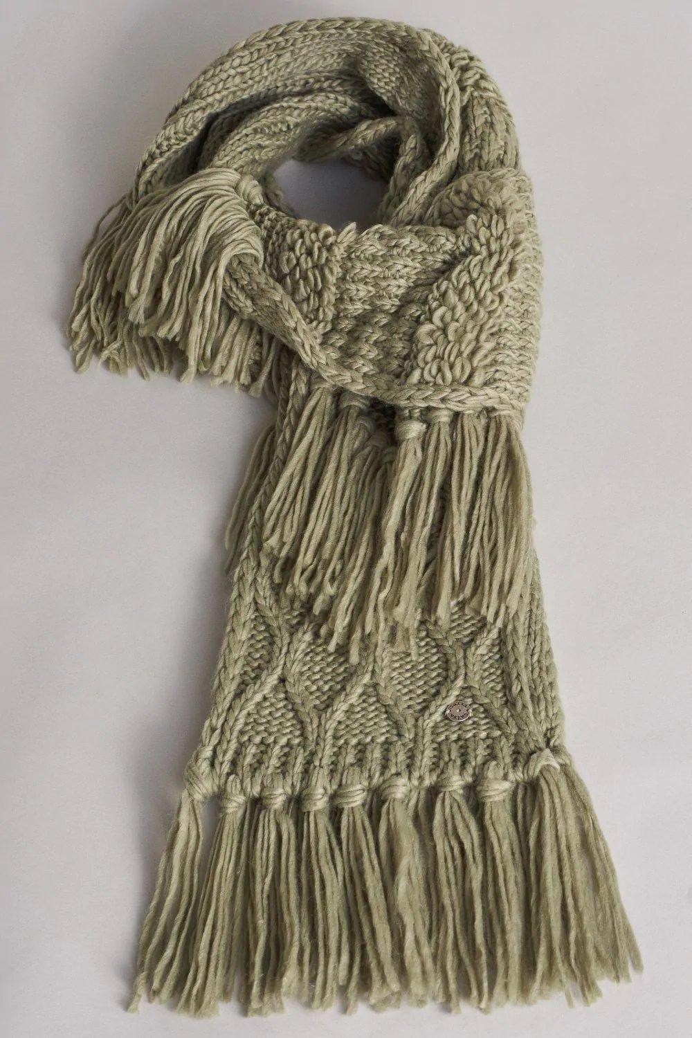 Green Irregular Stitch Ethnic Knitted Scarf, Women, , large image number 0