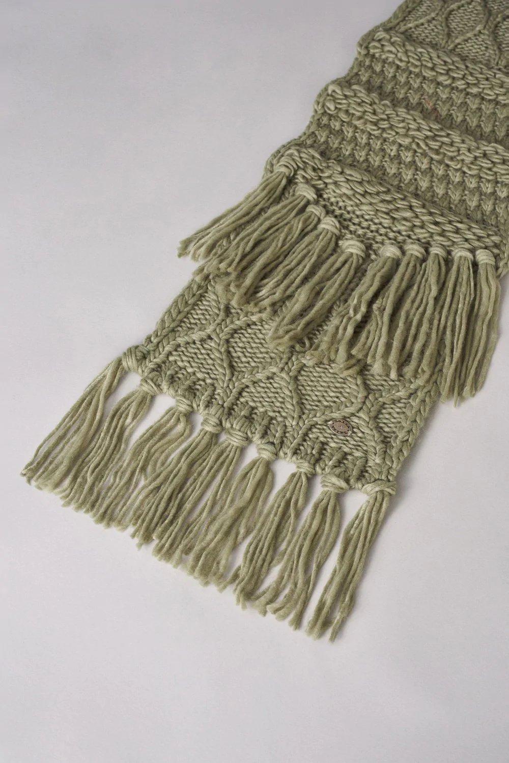 Green Irregular Stitch Ethnic Knitted Scarf, Women, , large image number 3