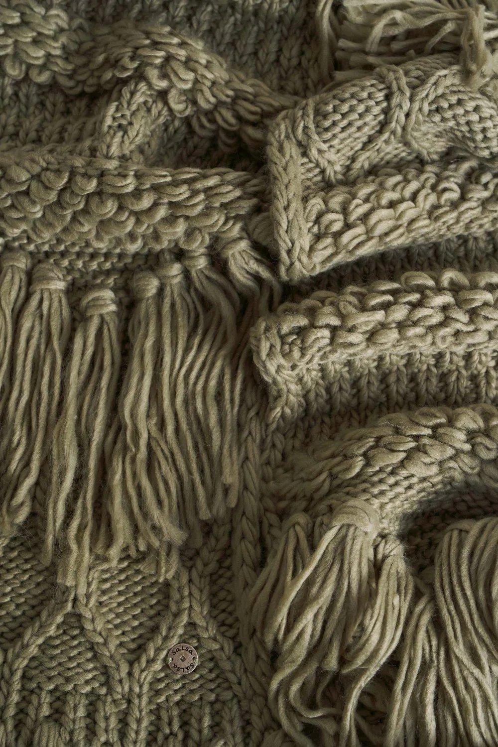 Green Irregular Stitch Ethnic Knitted Scarf, Women, , large image number 4