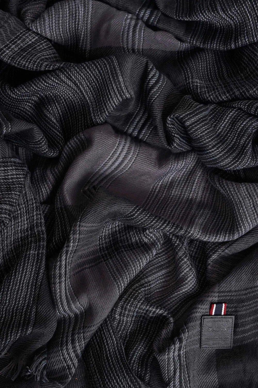 Black Soft Fine-Streaked Stripe Scarf, Men, , large image number 4