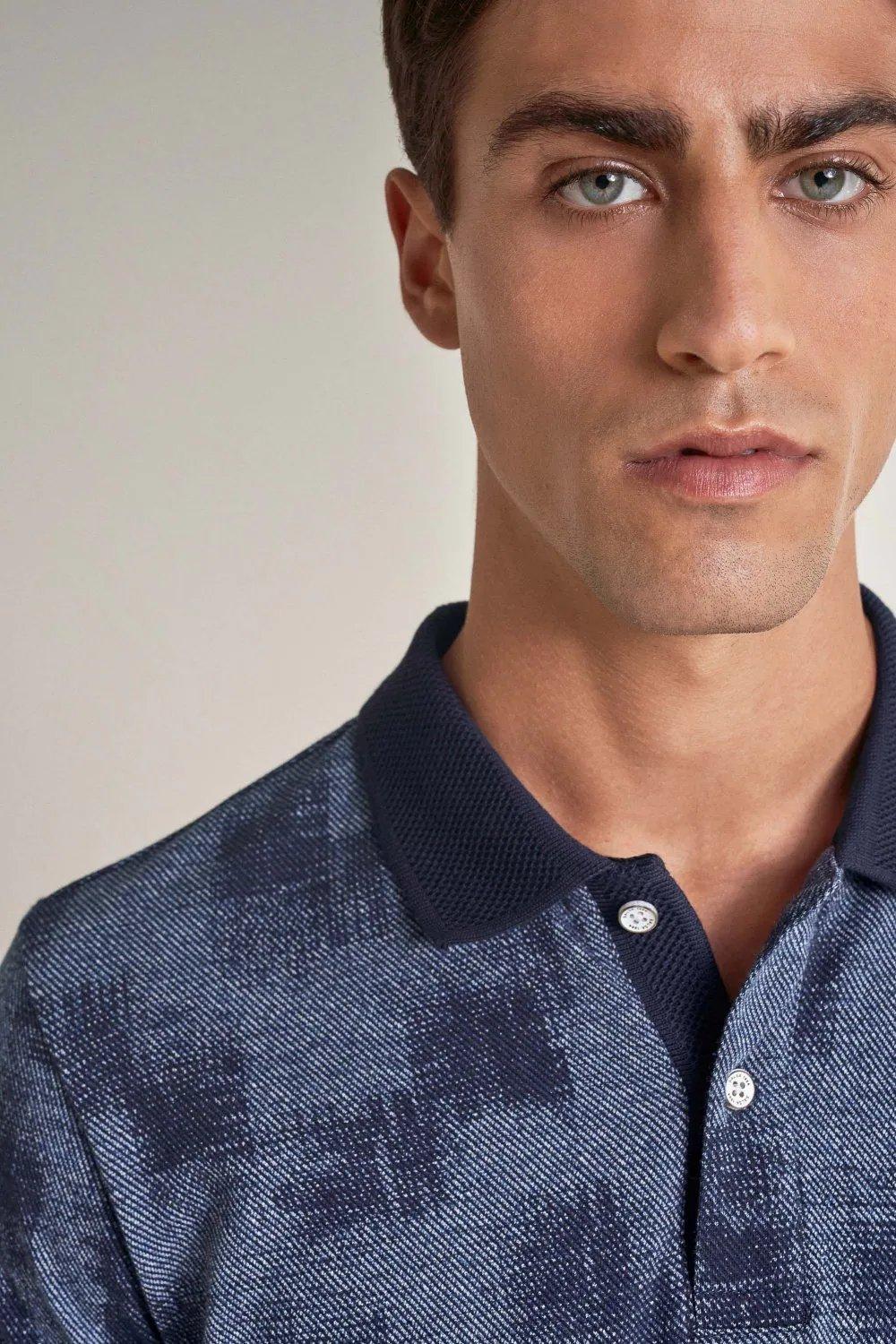 Blue All-Over Design Polo Shirt, , large image number 4