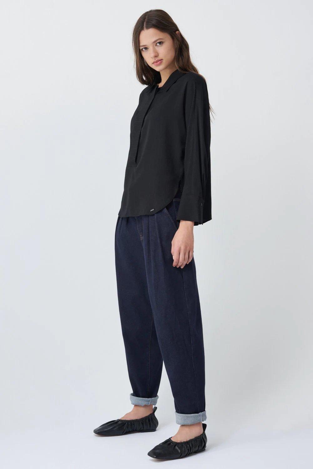 Black Collared Tunic, Black, large image number 2