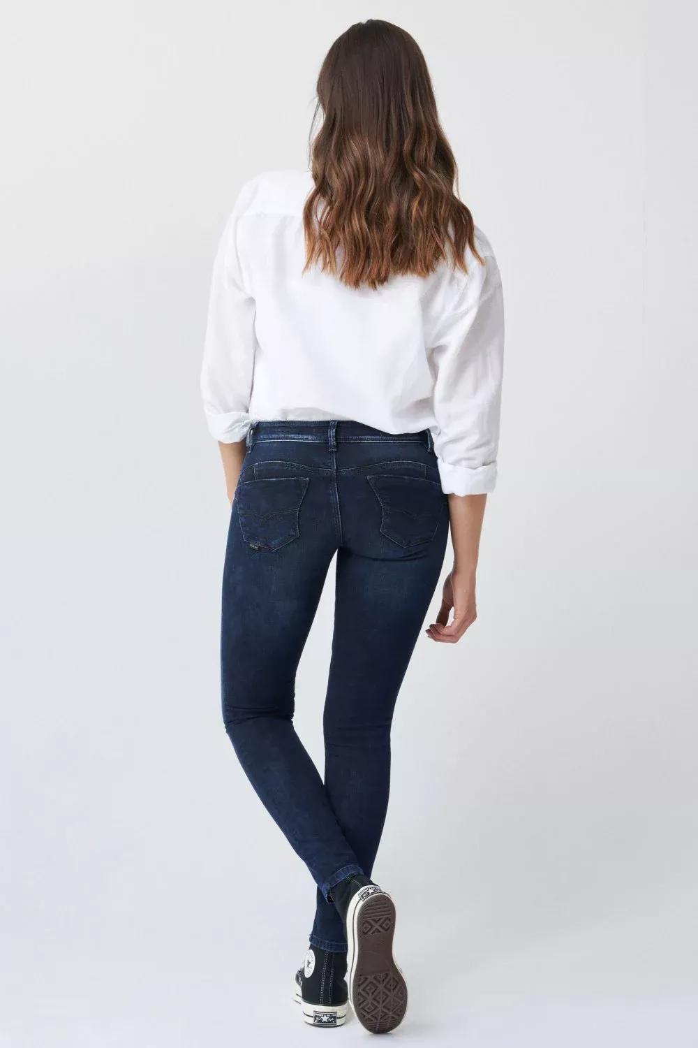 Blue Push Up Embroidered Skinny Jeans, , large image number 3