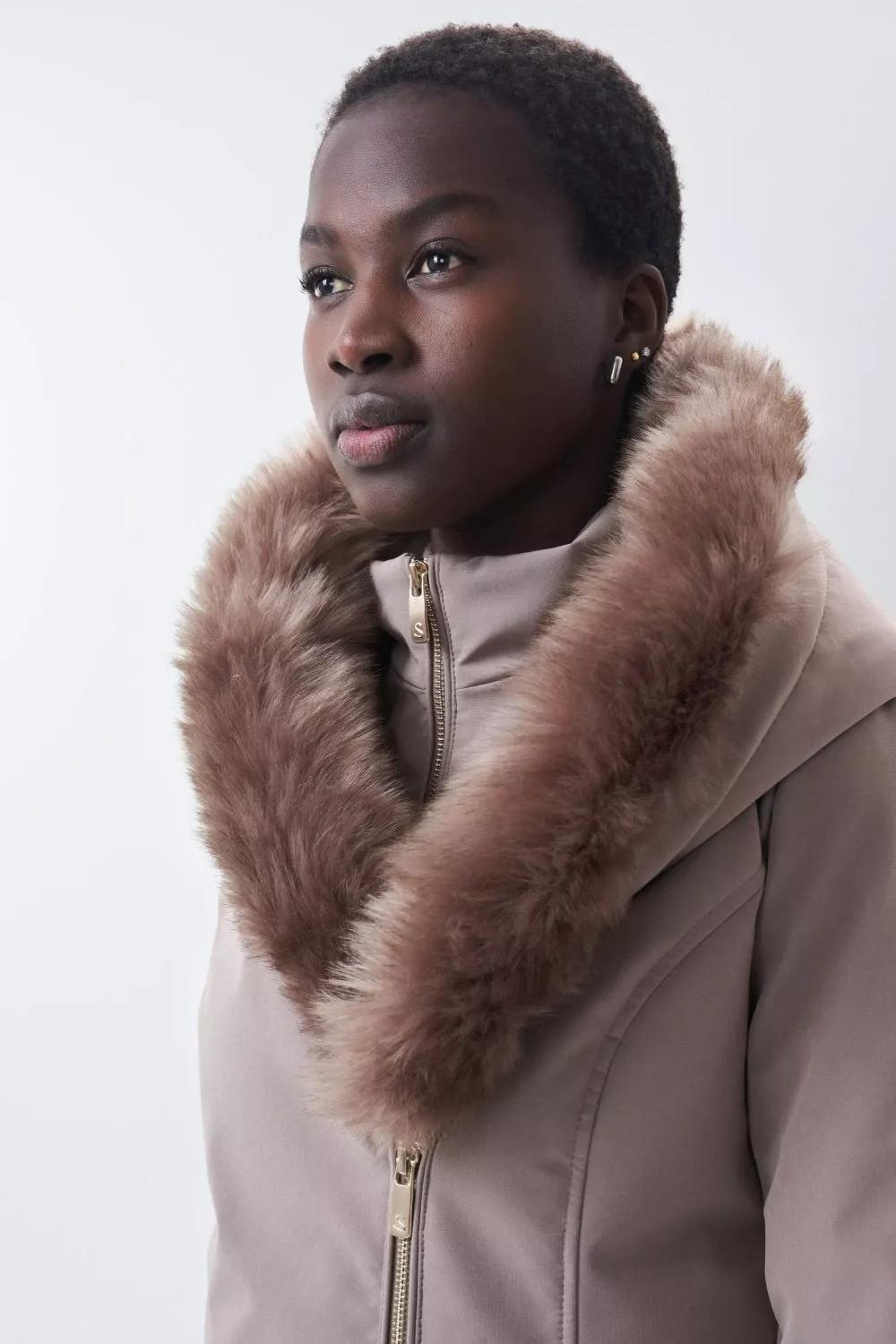 Beige Hooded Outdoor Overcoat, Camel, large image number 1