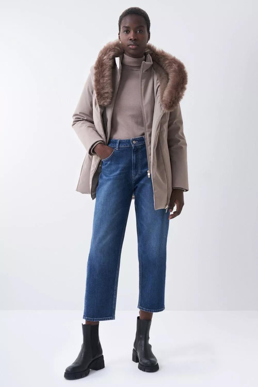 Beige Hooded Outdoor Overcoat, Camel, large image number 5