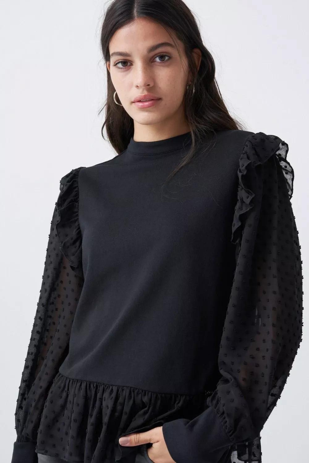 Black Transparent Cotton Shirt, , large image number 4