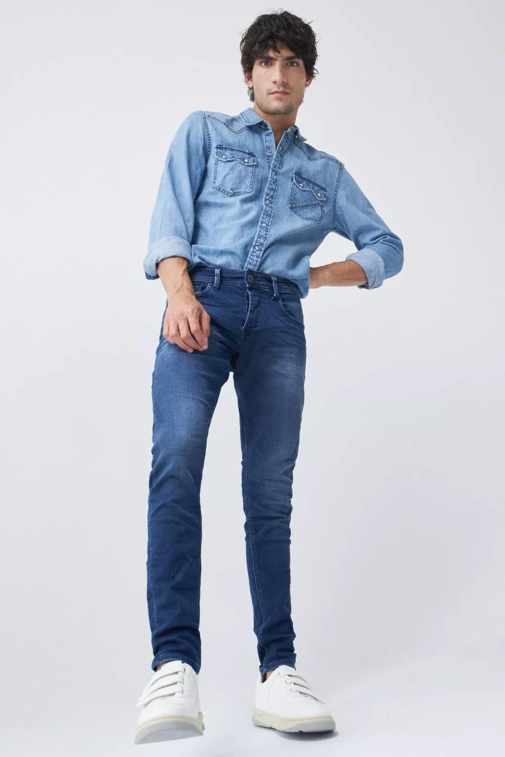 Blue Dark Skinny Clash Jeans, , large image number 1