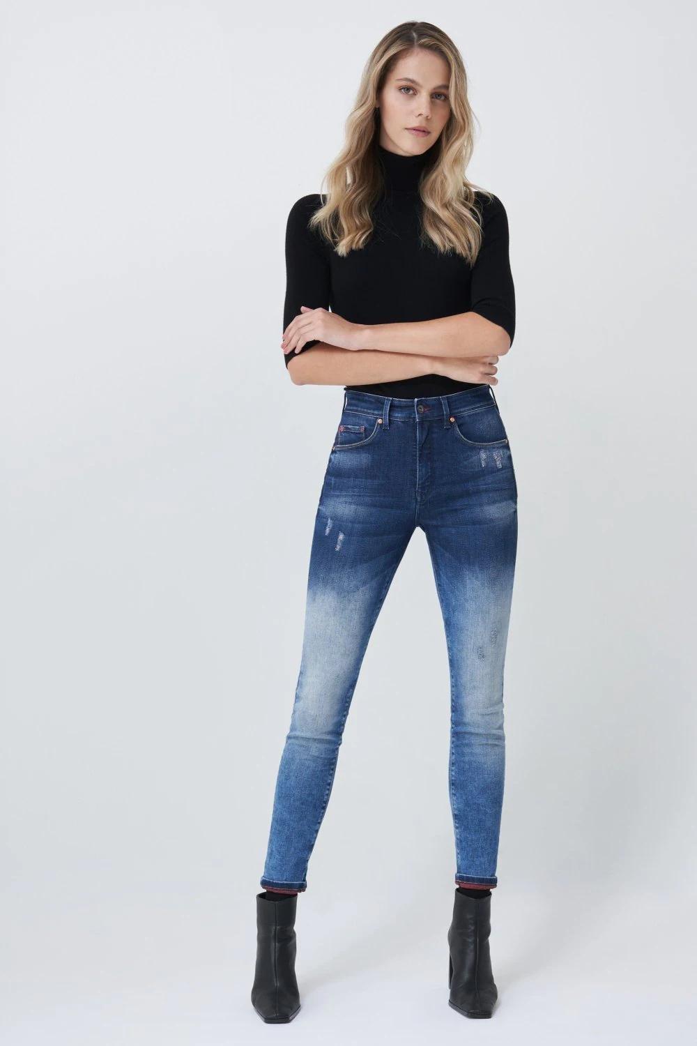 Blue Push In Secret Glamour Skinny Jeans, Blue, large image number 0