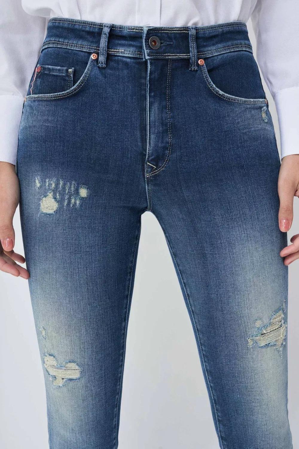 Blue Push In Secret Glamor Cropped Ganda Trousers, , large image number 1