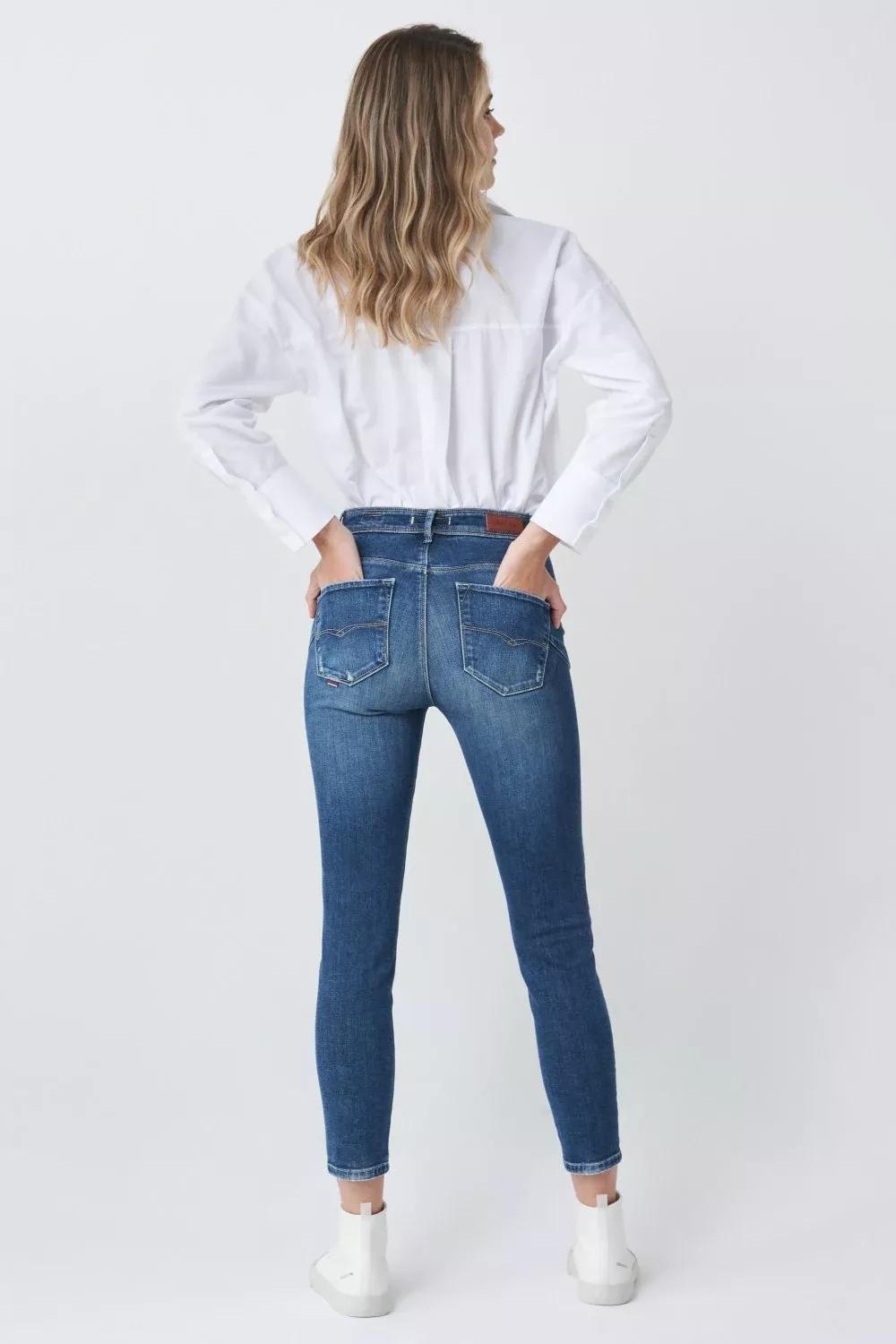 Blue Push In Secret Glamor Cropped Ganda Trousers, , large image number 2