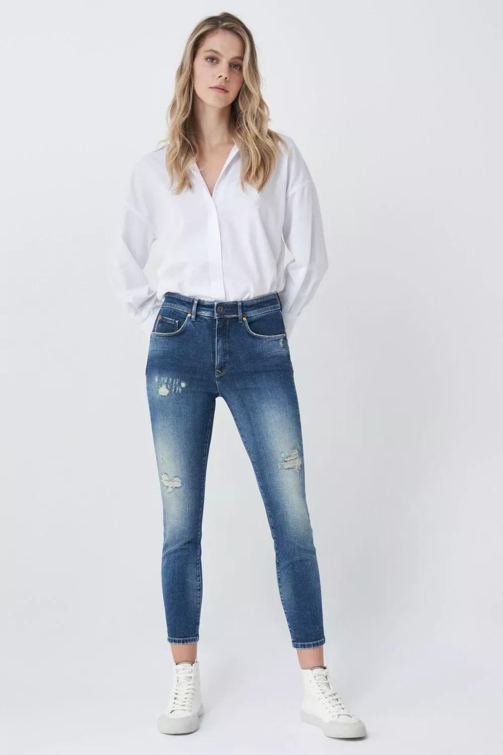 Blue Push In Secret Glamor Cropped Ganda Trousers, , large image number 3