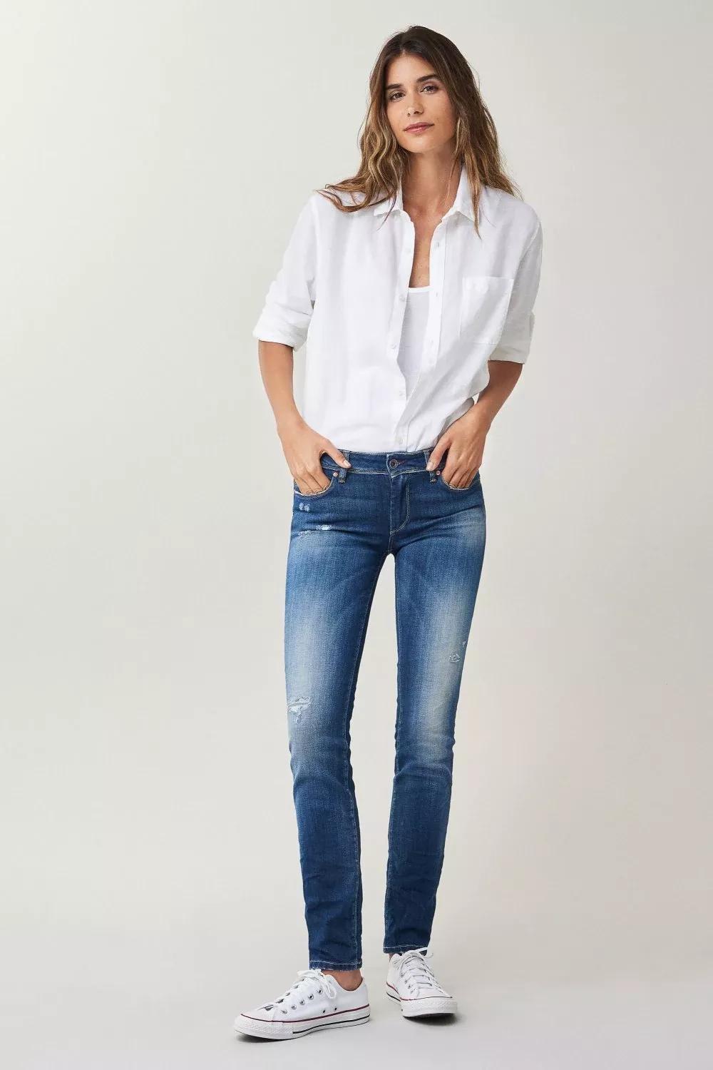 جينز بوش أب سليم أزرق, , large image number 0