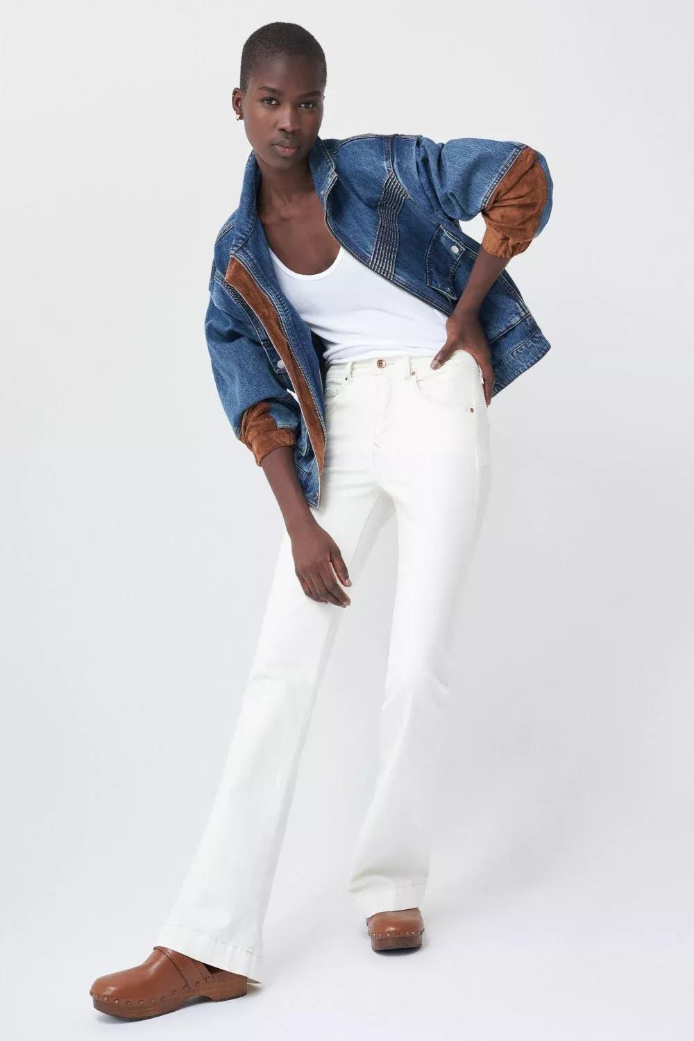 Blue Oversize Denim Jacket With Suede Details, Women, , large image number 1