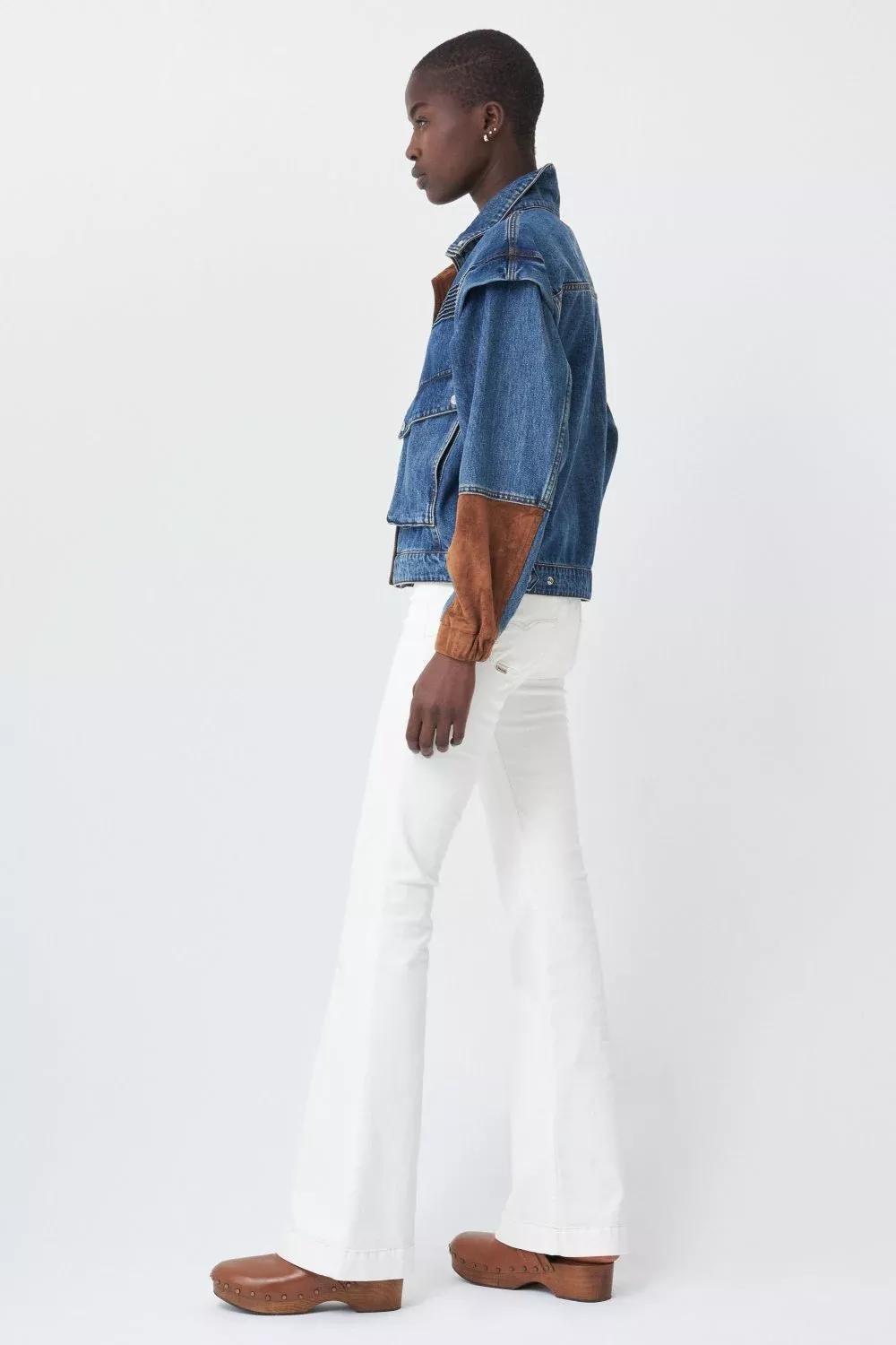 Blue Oversize Denim Jacket With Suede Details, Women, , large image number 2