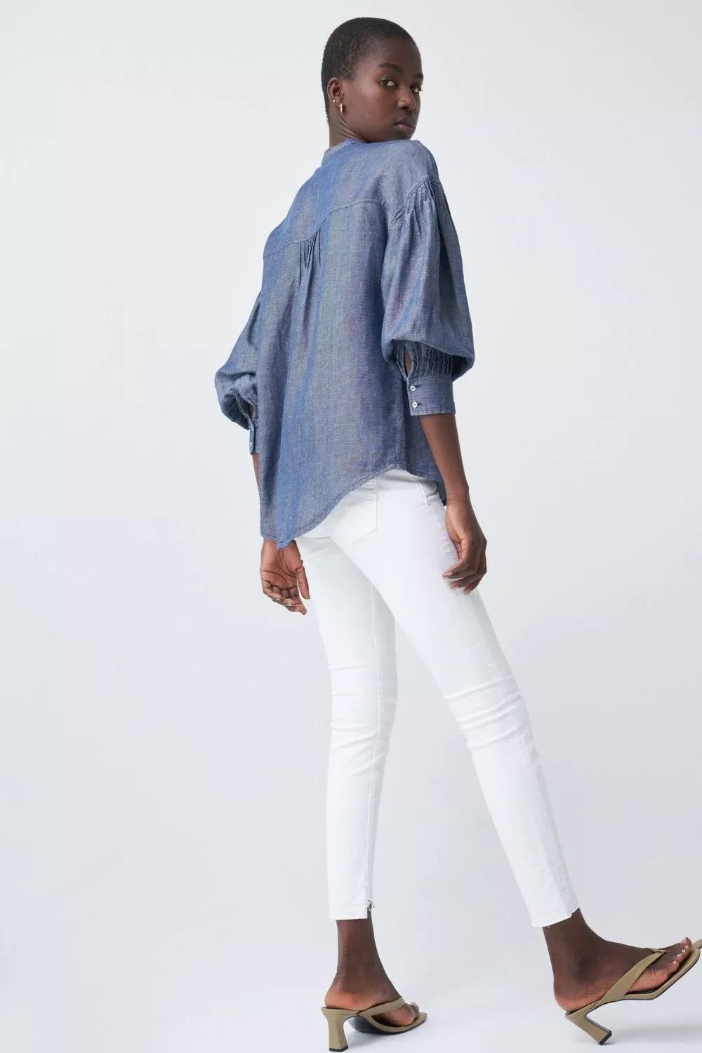 Blue Balloon Sleeve Shirt, , large image number 1