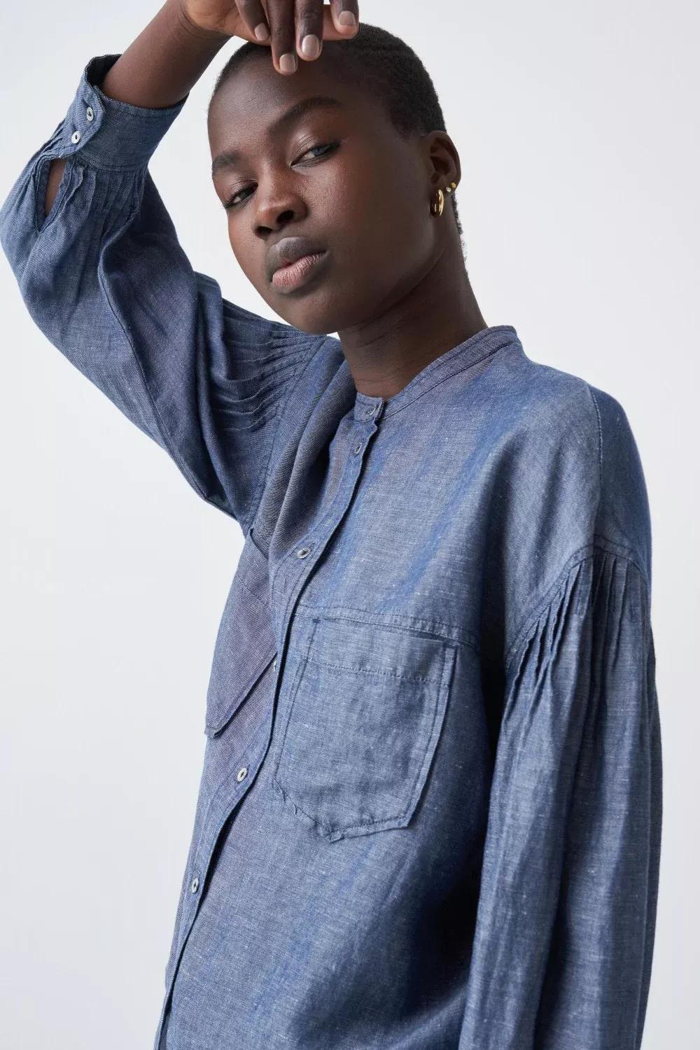 Blue Balloon Sleeve Shirt, , large image number 4