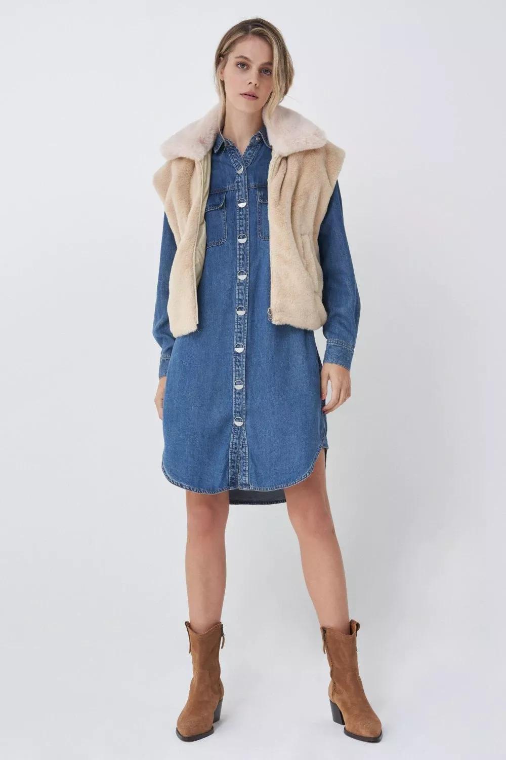 Blue Lyocell Dress, , large image number 1