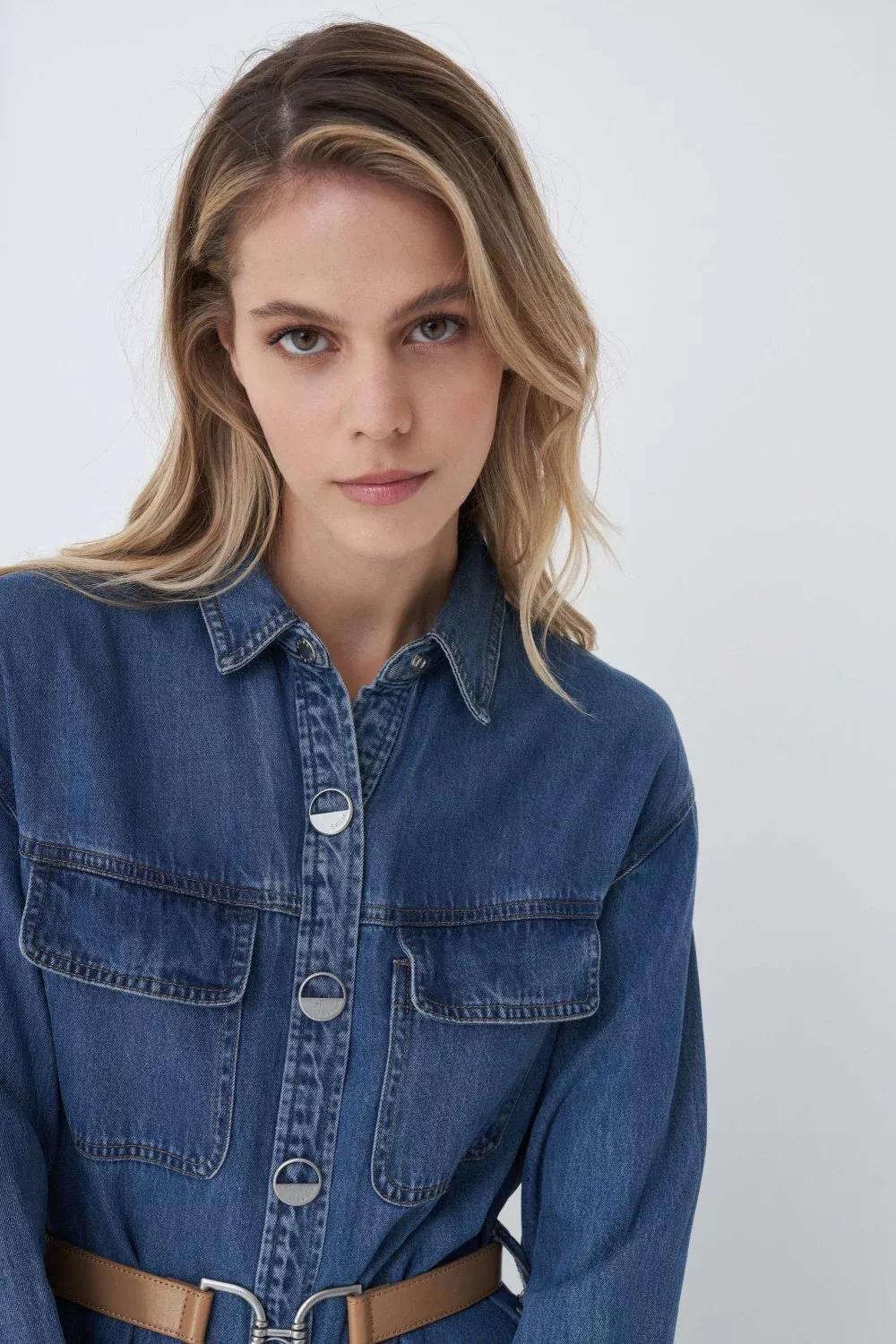 Blue Lyocell Dress, , large image number 4