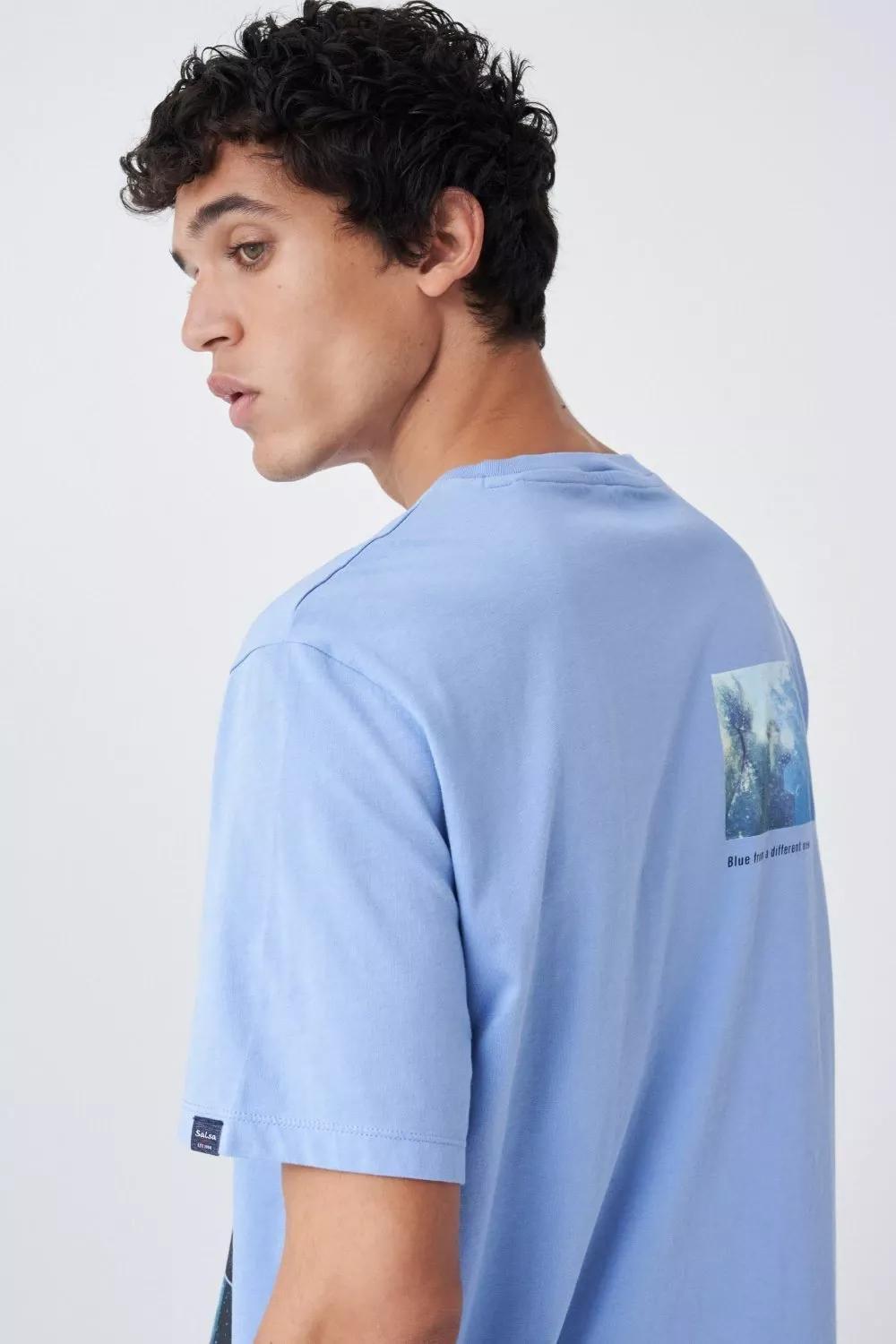 Blue Graphic Cotton Ocean T-Shirt, , large image number 1