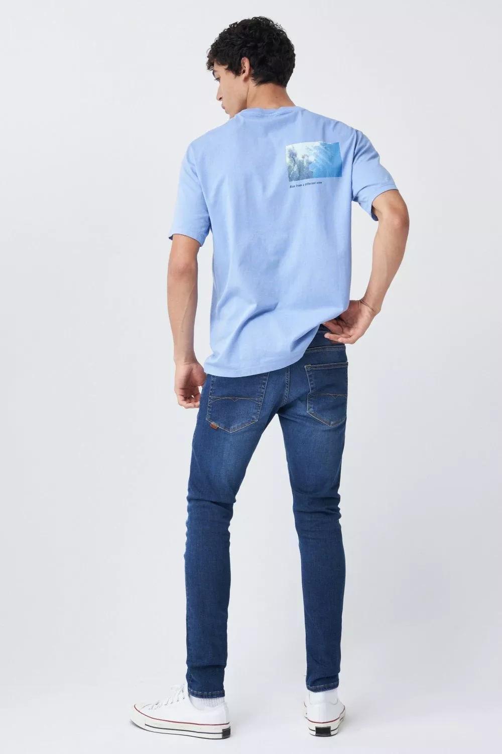 Blue Graphic Cotton Ocean T-Shirt, , large image number 2