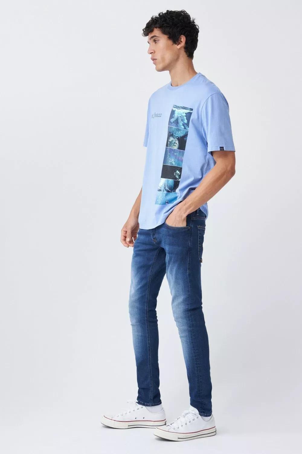 Blue Graphic Cotton Ocean T-Shirt, , large image number 4