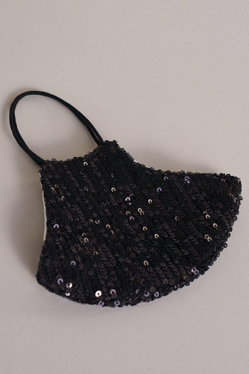Black Reusable Face Mask With Sequins, Women, , large image number 3