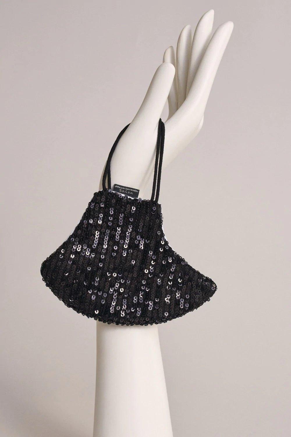 Black Reusable Face Mask With Sequins, Women, , large image number 4